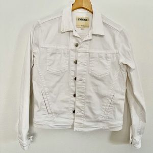 L’AGENCE white denim jacket